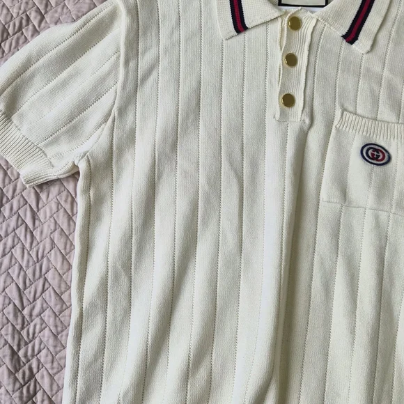 Gucci White Polo with Burgundy-Trim Collar and Hem - Picture 2 of 7